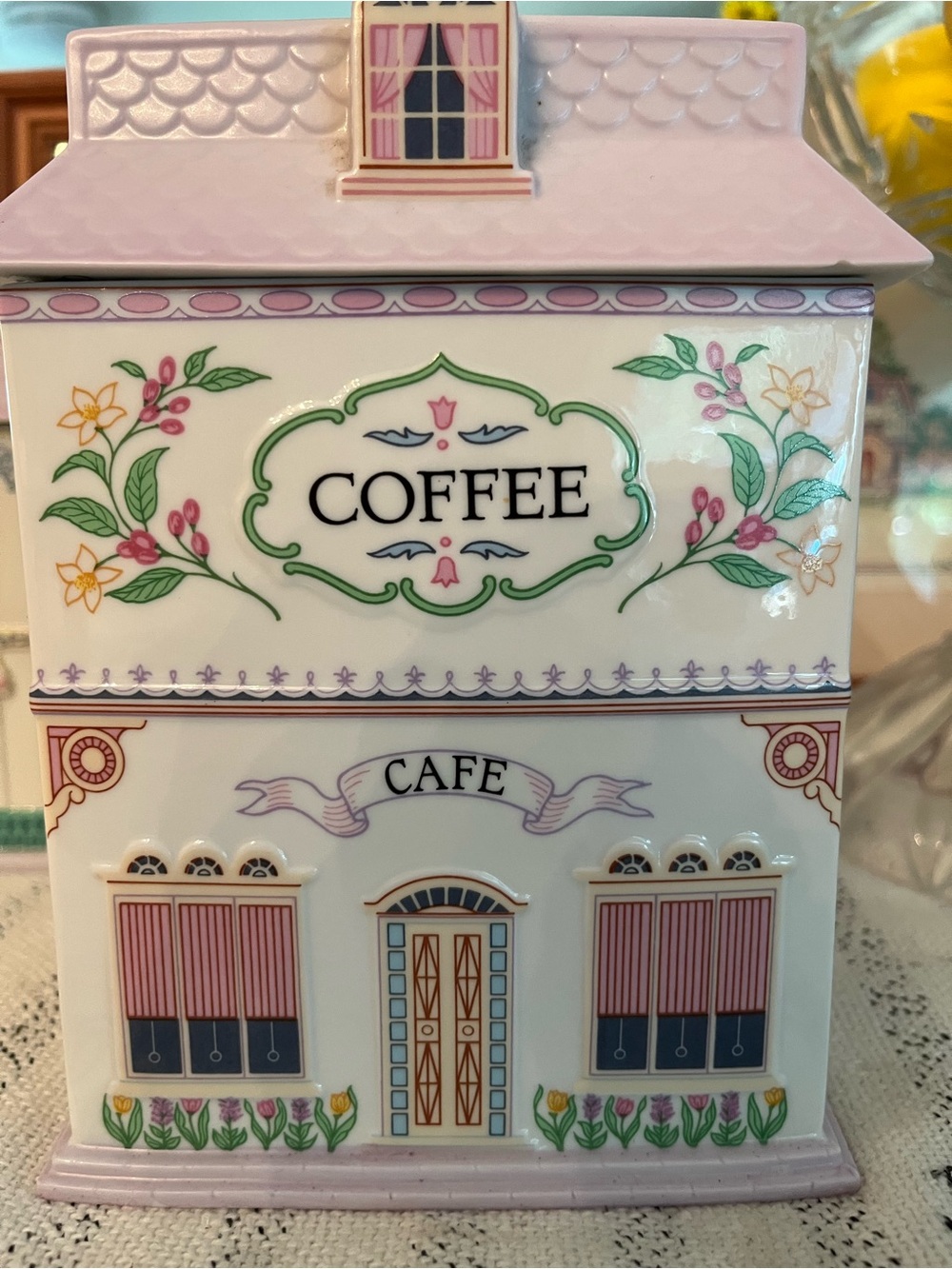 LENOX Village Coffee CAFE Decorative Porcelain Canister, Vintage 1990s